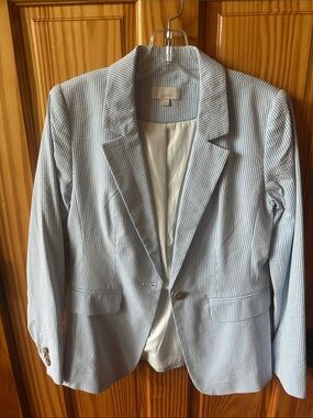 LOFT Blue and White Pinstripe Blazer